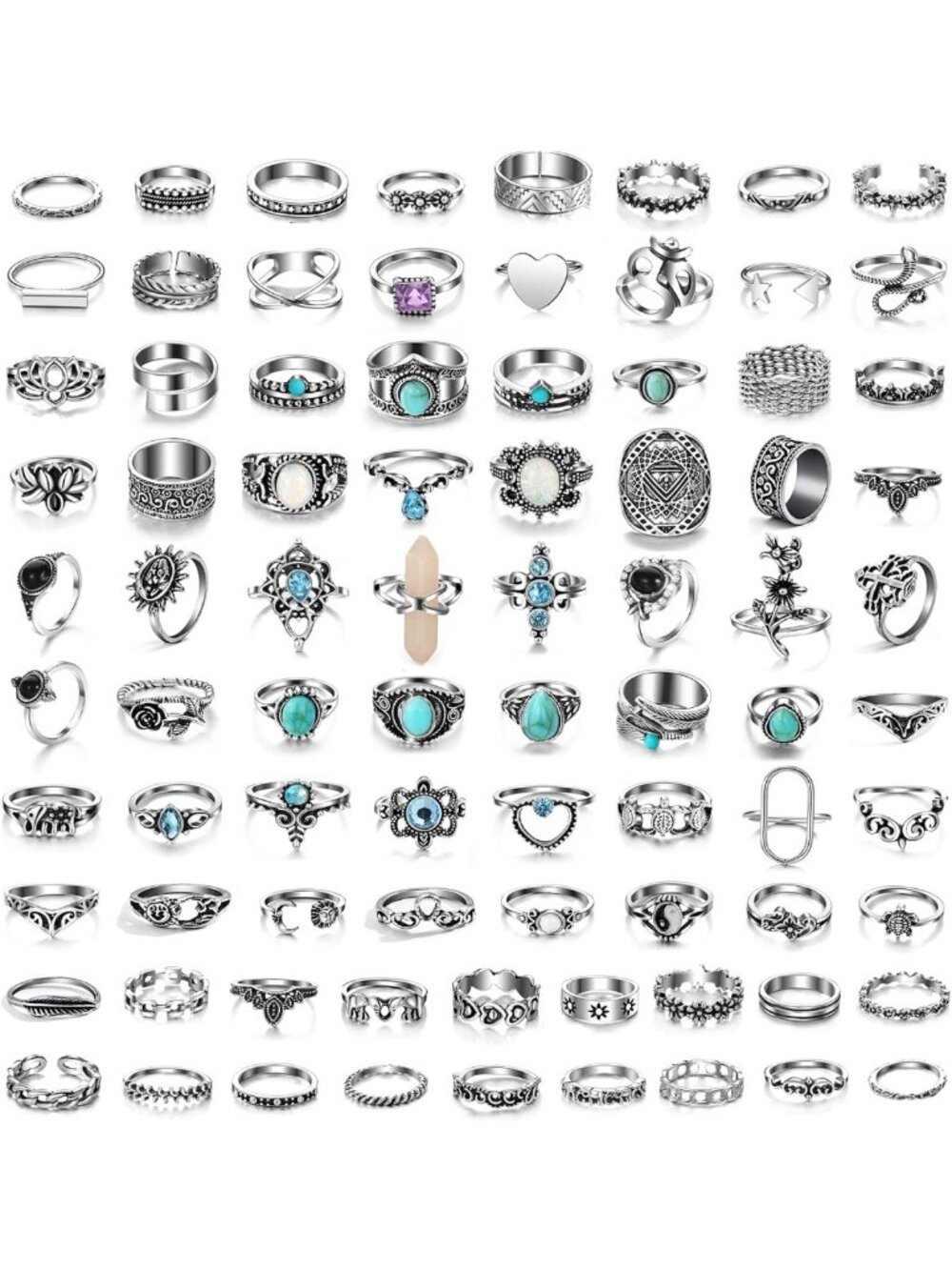 Chunky Vintage Silver Knuckle Ring Set for Women & Men | Boho Style Jewelry